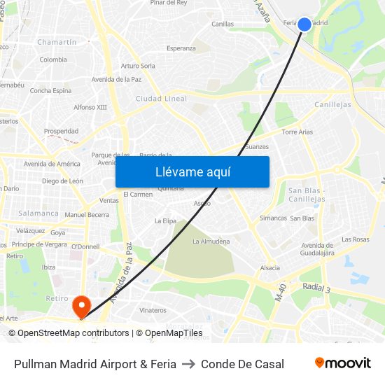 Pullman Madrid Airport & Feria to Conde De Casal map