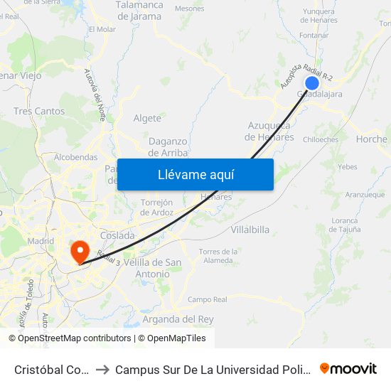 Cristóbal Colón, 302 to Campus Sur De La Universidad Politécnica De Madrid map