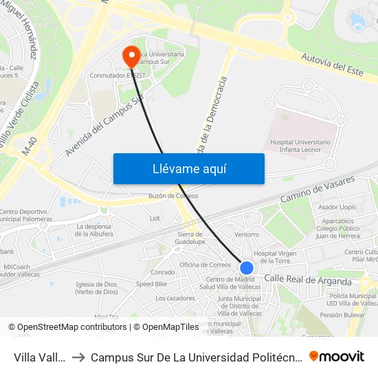Villa Vallecas to Campus Sur De La Universidad Politécnica De Madrid map
