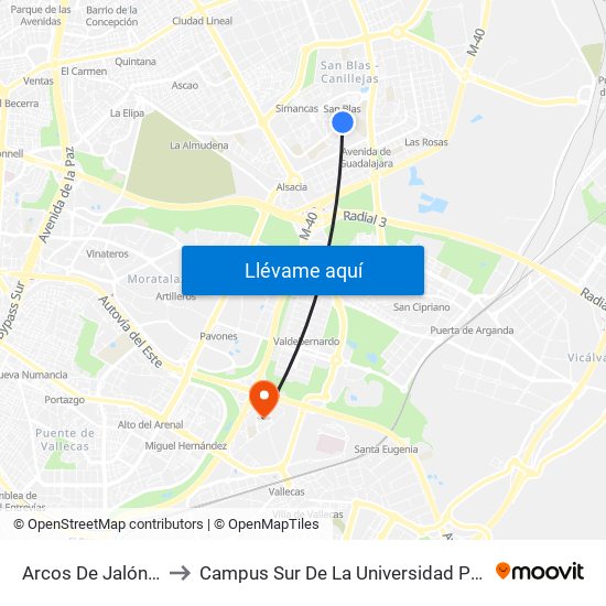 Arcos De Jalón - Albericia to Campus Sur De La Universidad Politécnica De Madrid map