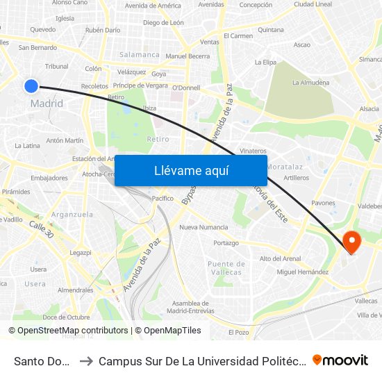 Santo Domingo to Campus Sur De La Universidad Politécnica De Madrid map