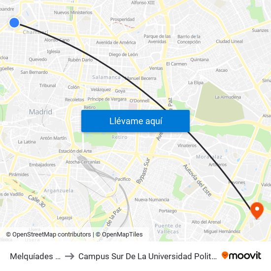 Melquíades Álvarez to Campus Sur De La Universidad Politécnica De Madrid map