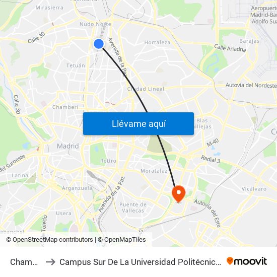 Chamartín to Campus Sur De La Universidad Politécnica De Madrid map