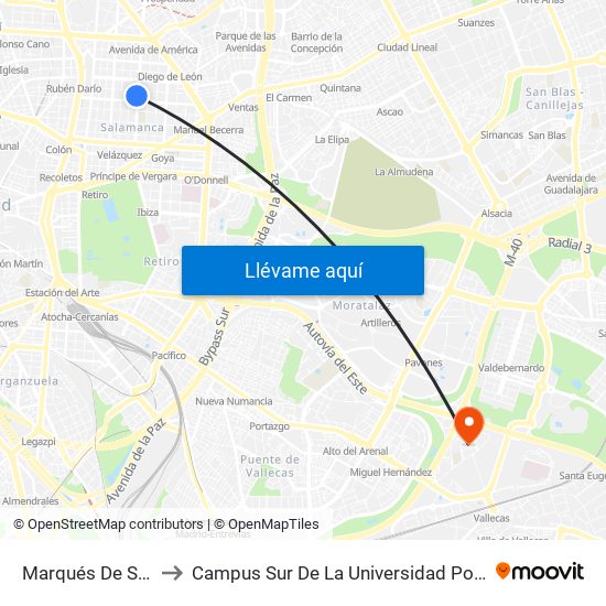 Marqués De Salamanca to Campus Sur De La Universidad Politécnica De Madrid map