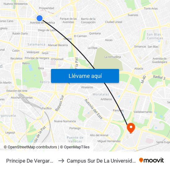 Príncipe De Vergara - María De Molina to Campus Sur De La Universidad Politécnica De Madrid map