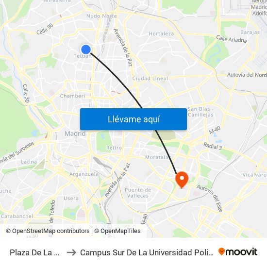 Plaza De La Remonta to Campus Sur De La Universidad Politécnica De Madrid map
