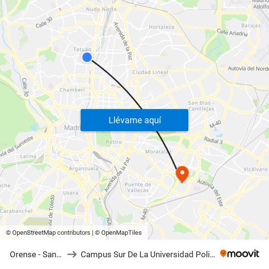 Orense - San Germán to Campus Sur De La Universidad Politécnica De Madrid map