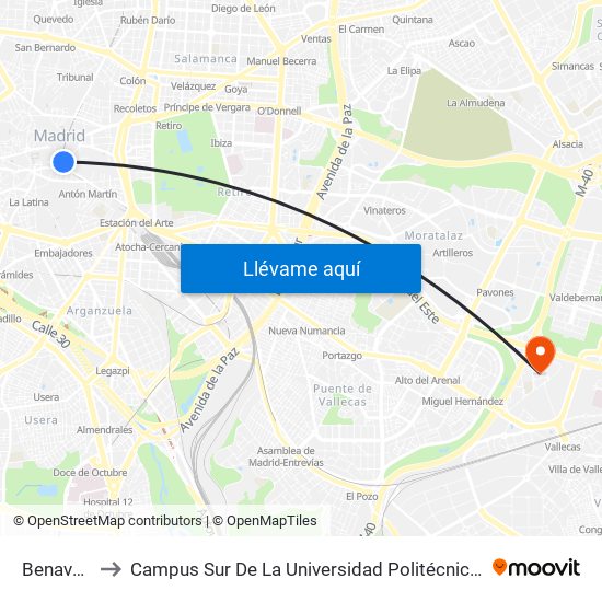 Benavente to Campus Sur De La Universidad Politécnica De Madrid map