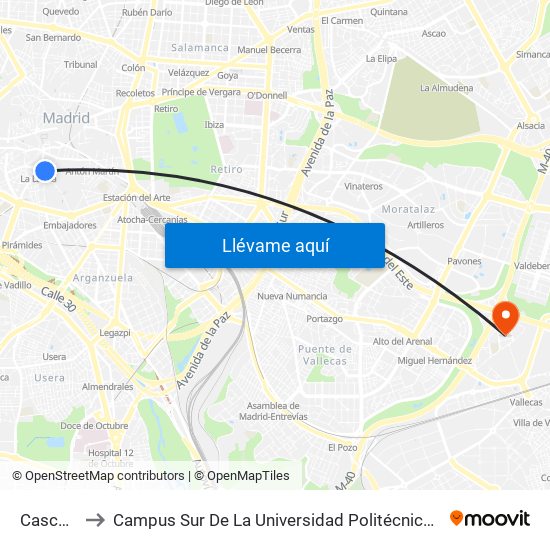 Cascorro to Campus Sur De La Universidad Politécnica De Madrid map