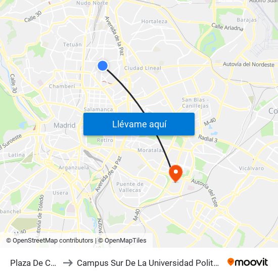 Plaza De Cataluña to Campus Sur De La Universidad Politécnica De Madrid map