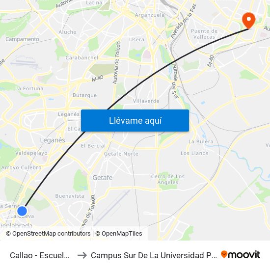 Callao - Escuela De Música to Campus Sur De La Universidad Politécnica De Madrid map