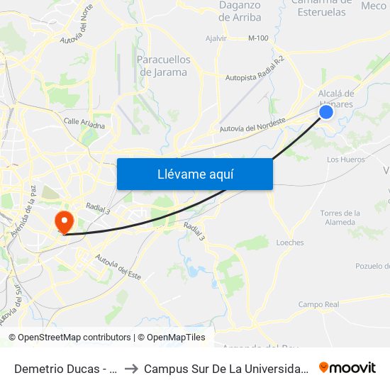 Demetrio Ducas - Escuela Infantil to Campus Sur De La Universidad Politécnica De Madrid map