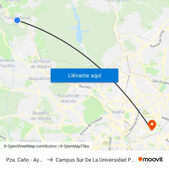 Pza. Caño - Ayuntamiento to Campus Sur De La Universidad Politécnica De Madrid map