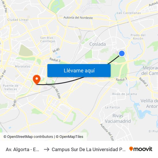 Av. Algorta - Est. Henares to Campus Sur De La Universidad Politécnica De Madrid map