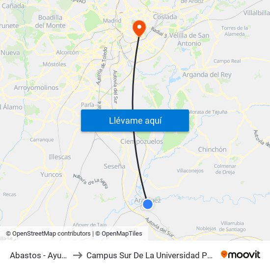Abastos - Ayuntamiento to Campus Sur De La Universidad Politécnica De Madrid map