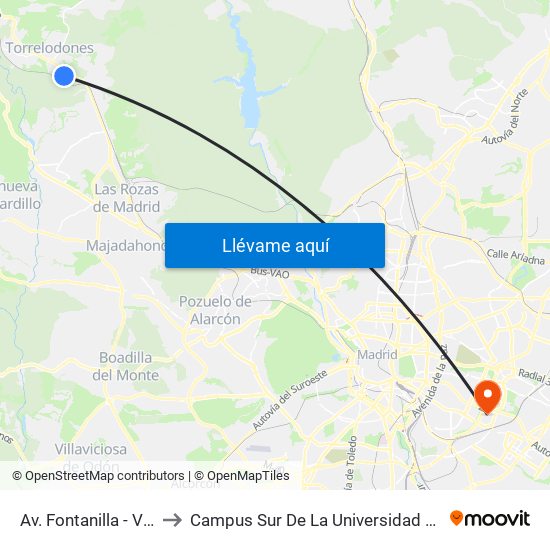Av. Fontanilla - Valdehurones to Campus Sur De La Universidad Politécnica De Madrid map