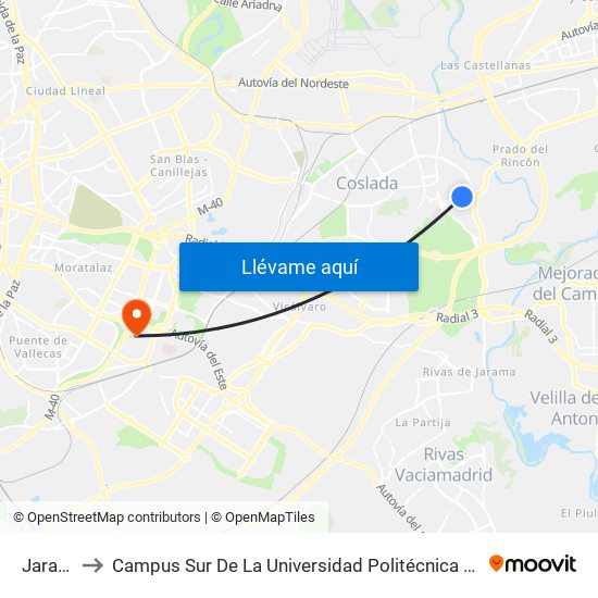 Jarama to Campus Sur De La Universidad Politécnica De Madrid map