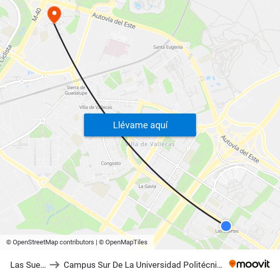 Las Suertes to Campus Sur De La Universidad Politécnica De Madrid map