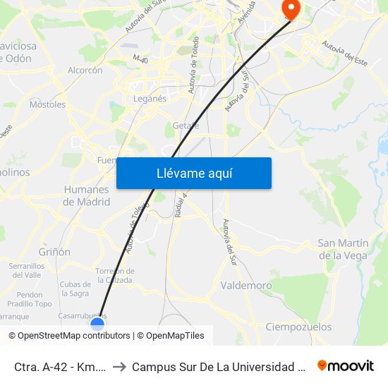 Ctra. A-42 - Km. 31, Illescas to Campus Sur De La Universidad Politécnica De Madrid map