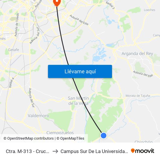Ctra. M-313 - Cruce Ctra. Chinchón to Campus Sur De La Universidad Politécnica De Madrid map
