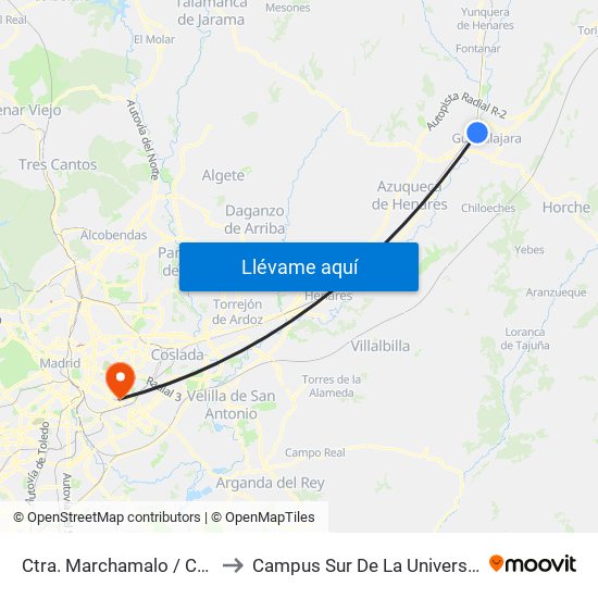 Ctra. Marchamalo / Ctra. Fontanar (Después) to Campus Sur De La Universidad Politécnica De Madrid map