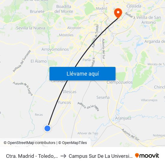Ctra. Madrid - Toledo, Cabañas De La Sagra to Campus Sur De La Universidad Politécnica De Madrid map