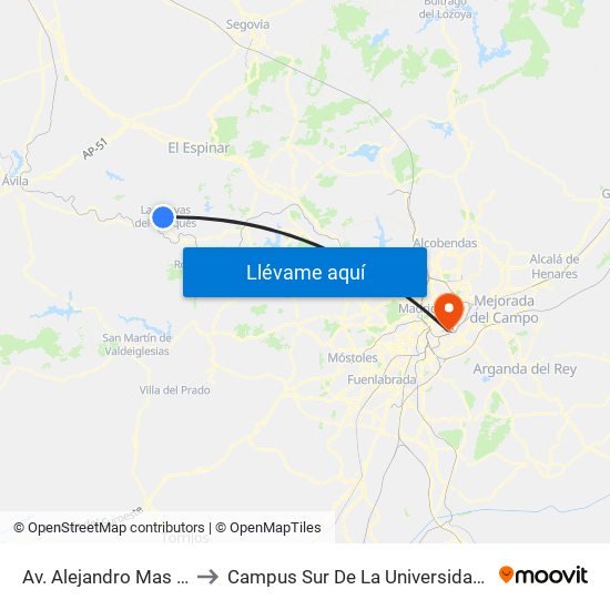 Av. Alejandro Mas - Av. Navalperal to Campus Sur De La Universidad Politécnica De Madrid map