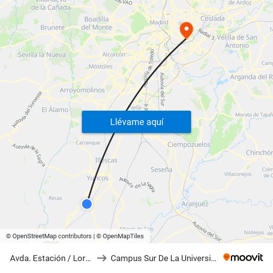 Avda. Estación / Lorenzo Carrillo, Yuncler to Campus Sur De La Universidad Politécnica De Madrid map