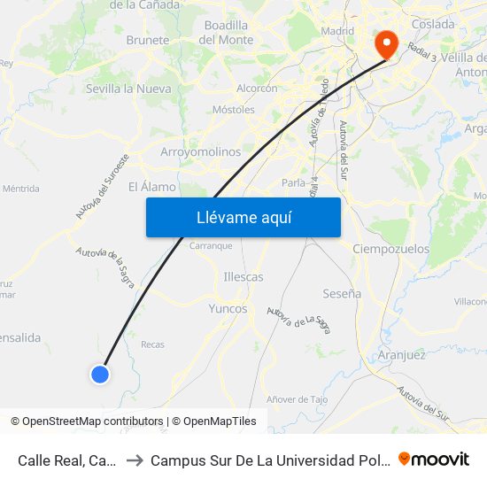 Calle Real, Camarenilla to Campus Sur De La Universidad Politécnica De Madrid map