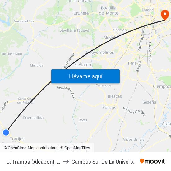 C. Trampa (Alcabón), Val De Santo Domingo to Campus Sur De La Universidad Politécnica De Madrid map