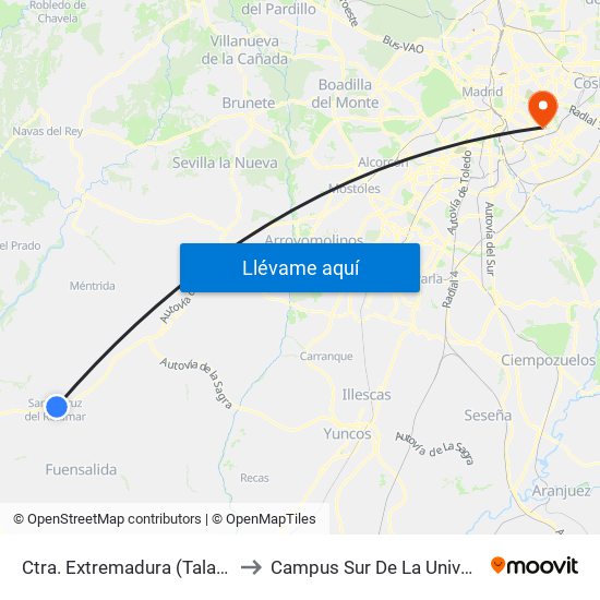 Ctra. Extremadura (Talavera), Santa Cruz Del Retamar to Campus Sur De La Universidad Politécnica De Madrid map