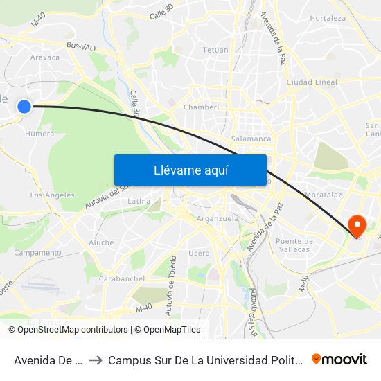 Avenida De Europa to Campus Sur De La Universidad Politécnica De Madrid map