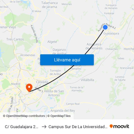 C/ Guadalajara 25, Marchamalo to Campus Sur De La Universidad Politécnica De Madrid map