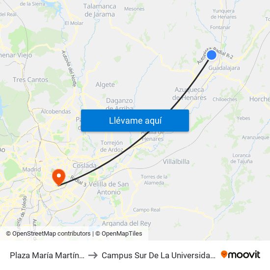 Plaza María Martínez, Marchamalo to Campus Sur De La Universidad Politécnica De Madrid map