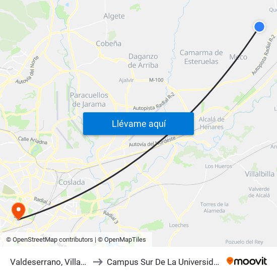 Valdeserrano, Villanueva De La Torre to Campus Sur De La Universidad Politécnica De Madrid map