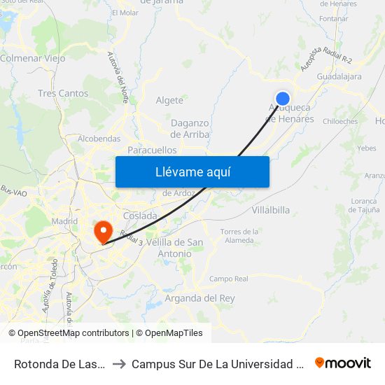 Rotonda De Las Setas, Quer to Campus Sur De La Universidad Politécnica De Madrid map
