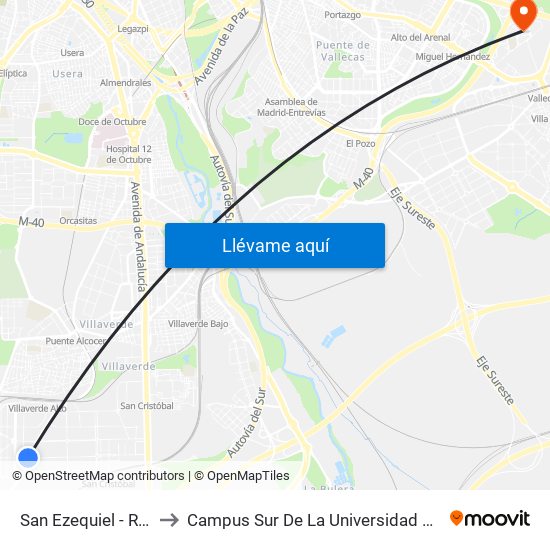 San Ezequiel - Real De Pinto to Campus Sur De La Universidad Politécnica De Madrid map
