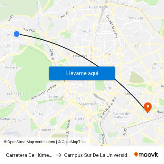 Carretera De Húmera - Fuente Del Rey to Campus Sur De La Universidad Politécnica De Madrid map