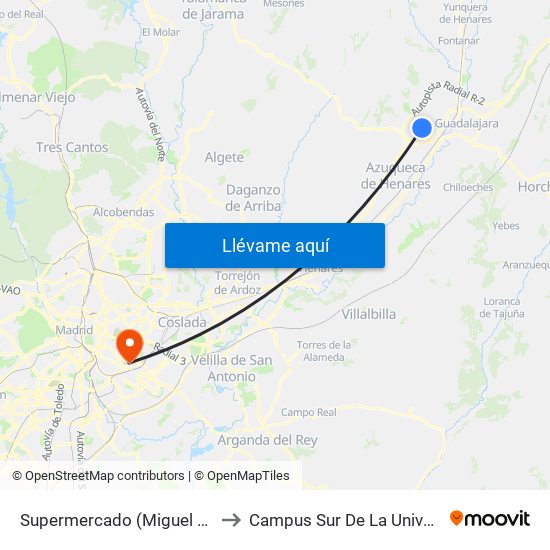 Supermercado (Miguel Servet), Cabanillas Del Campo to Campus Sur De La Universidad Politécnica De Madrid map