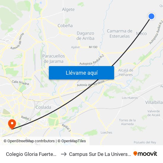 Colegio Gloria Fuertes, Villanueva De La Torre to Campus Sur De La Universidad Politécnica De Madrid map