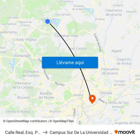 Calle Real, Esq. Puente Del Río to Campus Sur De La Universidad Politécnica De Madrid map