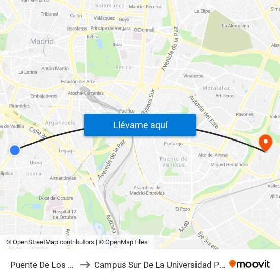 Puente De Los Capuchinos to Campus Sur De La Universidad Politécnica De Madrid map