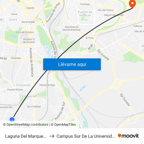 Laguna Del Marquesado - San Erasmo to Campus Sur De La Universidad Politécnica De Madrid map