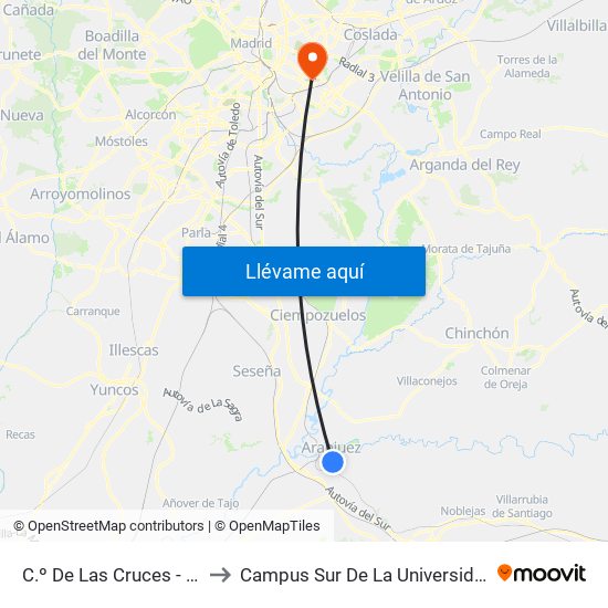 C.º De Las Cruces - D. Andrés Martínez to Campus Sur De La Universidad Politécnica De Madrid map