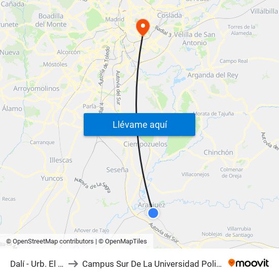 Dalí - Urb. El Mirador to Campus Sur De La Universidad Politécnica De Madrid map