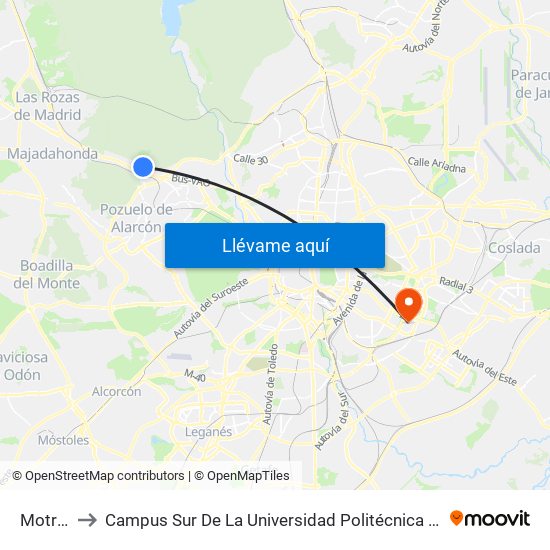 Motrico to Campus Sur De La Universidad Politécnica De Madrid map