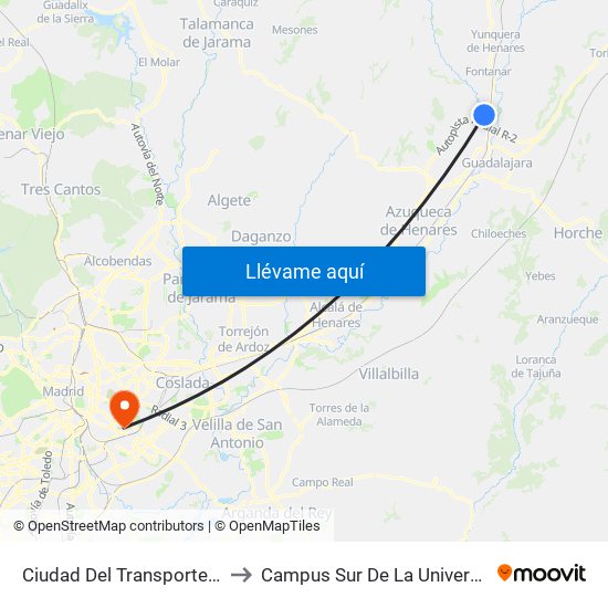 Ciudad Del Transporte, Polígonos Marchamalo to Campus Sur De La Universidad Politécnica De Madrid map