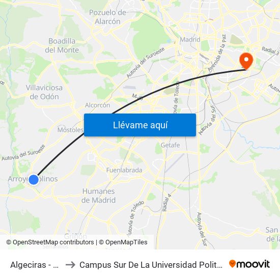Algeciras - Almería to Campus Sur De La Universidad Politécnica De Madrid map