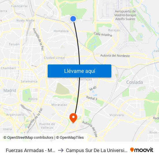 Fuerzas Armadas - Maestra Dolores Marco to Campus Sur De La Universidad Politécnica De Madrid map