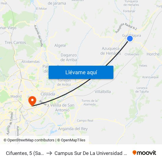 Cifuentes, 5 (Salvador Dalí) to Campus Sur De La Universidad Politécnica De Madrid map